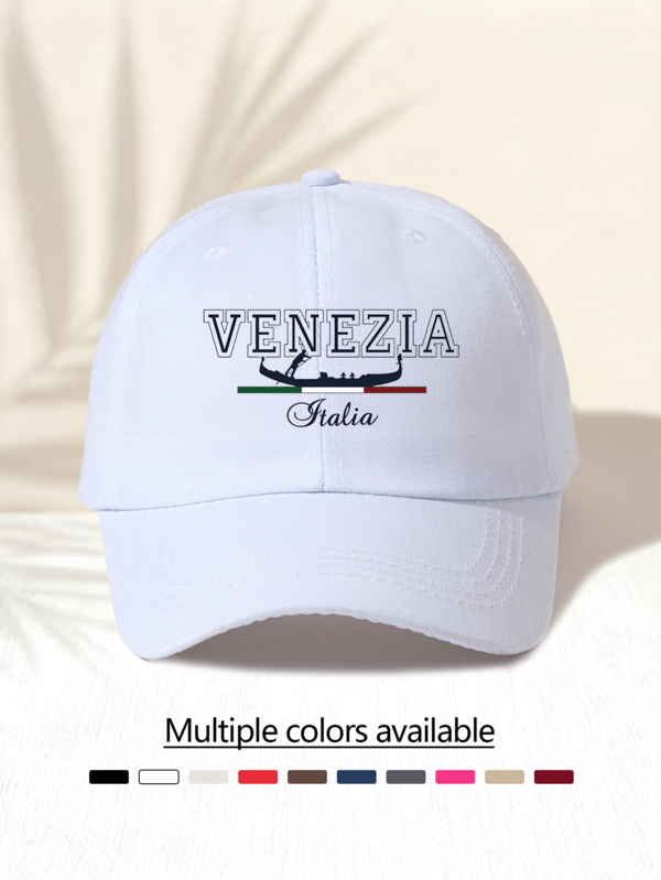 1pc "VENEZIA Talia Italy Venice" Letter Print Baseball Cap, American Retro Pattern Fashion Casual Versatile, High-Quality Decoration For All Seasons, Unisex Essential Fashion Item Suitable For Outdoor Activities
