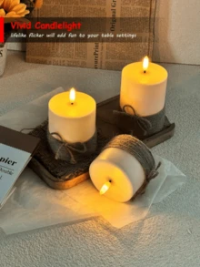 Bộ 3 đèn LED điện tử không lửa (không kèm pin), có điều khiển từ xa và hẹn giờ, thời gian hẹn giờ 2/4/6/8 giờ, hiệu ứng ngọn lửa lập lòe, thích hợp cho đám cưới, cầu hôn, Giáng sinh, Ngày Valentine, tiệc công ty, Ngày của Mẹ. - ánh sáng ấm áp - Xem 4