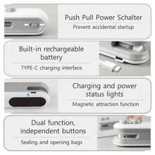 Rechargeable Mini Sealing Machine, High-Power Magnetic Heat Sealer With Cutter, USB Rechargeable Portable Sealer With Charging Cable, One-Handed Operation Plastic Bag Sealer Suitable For Chip Bags, Food Storage, Kitchen, Home, Picnic And Travel - Multicolor - View 5