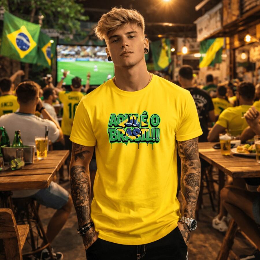 Unisex Printed T-Shirt Brazil World Cup 2026 Here Is Brazil 100% Premium Cotton Streetwear T-Shirt World Cup Oversized Casual Shirt Brazilian Fans Road To The Hexa - 黃色 - 查看 1