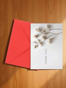 1张精美3D纸艺白玫瑰贺卡，自然简约米色背景，饰以干枯枝条，“谢谢！”竖版设计，适用于表达感谢、节日祝福、一般艺术情感卡片（包含1张卡片和1个信封，尺寸为4.3英寸 x 6.3英寸）。 - 款式B - 查看 17