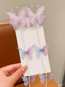 2 chiếc kẹp tóc hình bướm tết bện, phụ kiện tóc kiểu công chúa có tua rua - Nhiều màu - Xem 9