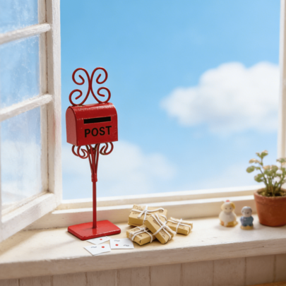 1:12 Mini Iron Mailbox Model, Miniature Garden Scene Prop, Cottage Decor, Dollhouse DIY Accessory, Collectible Gift For Hobbyists