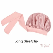 1 chiếc mũ ngủ lụa cao cấp, mũ ngủ satin, mũ ngủ satin rộng vành co giãn cao dành cho nữ, phù hợp với tóc dài xoăn hoặc tóc tết, mũ chăm sóc tóc chất liệu lụa cao cấp, băng đô lụa cho tóc xoăn - A - Xem 5