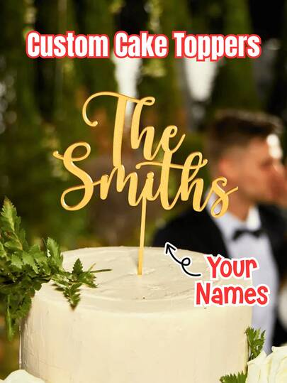 1/3/5pcs Personalized Birthday Cake Topper, Customized Name Party Cake Decoration Plate, Acrylic Gold/Silver/Rose Gold, Customized Age Number And Name Cake Decor, Suitable For Wedding, Anniversary Cake