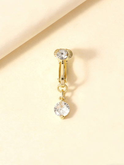 1pc Women's Fashion Versatile Minimalist Zirconia Faux Navel Ring