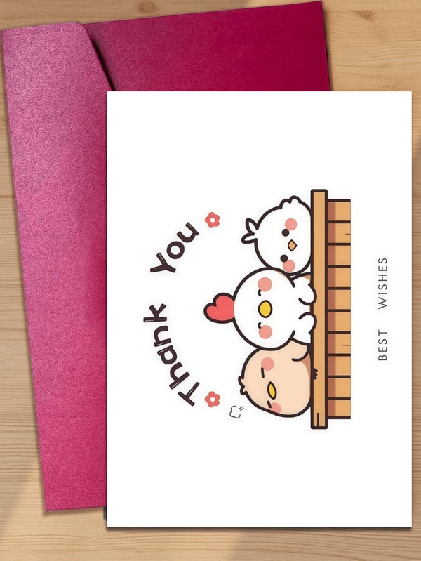 Thiệp Cảm Ơn Hình Gà Con Hoạt Hình Dễ Thương / Phong cách Gà Con Hoạt Hình Đáng Yêu / Hình ảnh 3 chú gà con mềm mại và dễ thương mang ý nghĩa chữa lành / "Cảm ơn và Chúc Những Điều Tốt Đẹp Nhất" gửi gắm những lời chúc tốt đẹp nhất / Dành cho bạn bè, người yêu, bạn học, người lớn tuổi, anh chị em, thầy cô, v.v. Lời cảm ơn hàng ngày và lời chúc phúc ngày lễ. Thiệp đa năng dễ thương (Bao gồm 1 thiệp và 1 phong bì, kích thước 4.3 inch x 6.3 inch)