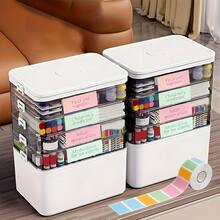 Large Capacity Multi-Layer Stackable Storage Box With Lids- 5-Tier With Handle, Essential ForHome And Travel, Transparent Storage Box Easy To Clean, For Pill Box Organization, OfficeSupplies, Sewing Supplies, Bathroom Supplies Storage Box - View 7