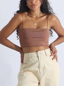 Women Tank Tops & Camis - 摩卡棕 - 查看 3