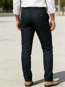 男士纯色商务西裤，简约百搭，2026春季新款男士休闲运动裤，街头时尚，适合日常办公和通勤。 - 藏蓝色 - 查看 3