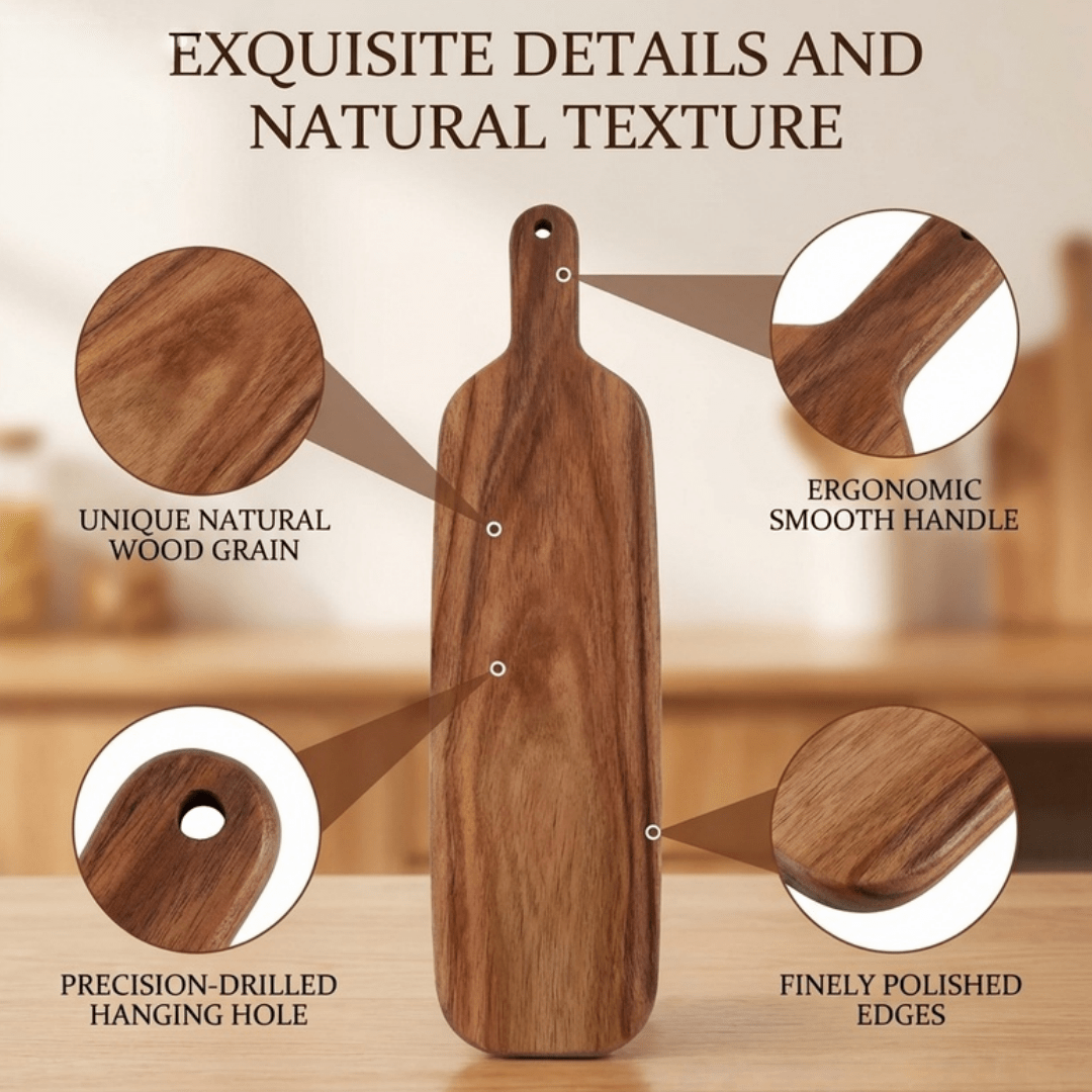 High Quality Thick Wooden Cutting Board, Kitchen Chopping Board, Vegetable Board, Serving Tray, Pizza Tray, Smooth Brown Acacia Wood Cutting Board With Handle, Fruit And Cheese Platter, Food Preparation Tray For Cheese, Meat, Fruit And Bread, Dinner Plate, Kitchen Accessories, Kitchen Supplies, Mother's Day Gift - View 4