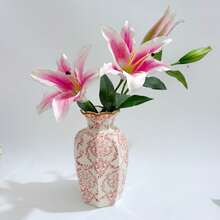 1pc Red And White Porcelain Vases, Retro Home Decoration Vases, Adding French Country Elegance To The Home, Gifts, Home Decoration Ornaments, Flower Arrangement Art - Đỏ và Trắng - Xem 5