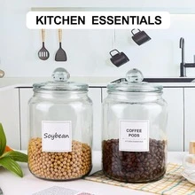 2PCS Large Glass Jars, Drying Paper Storage Rack Set, With Lids And Labels, Laundry Room Organizer Containers, Spoon Included, Half Gallon Sass, Laundry Detergent Storage, Coffee Storage, Dispensing Bottles And Storage Bottles - Trong sáng - Xem 4