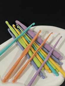 12pcs Macaron Color Plastic Crochet Hook Set, 2.0-10.0mm Colorful Plastic Crochet Hooks, Durable And Non-Deformable, Suitable For DIY Knitting, Crocheting, Doll Crafts - Crochet Hook - View 2