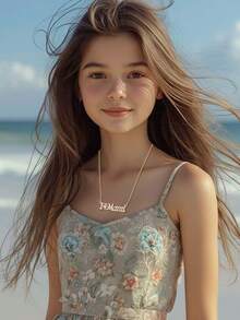 1件时尚优雅的母亲节礼物“我爱妈妈”吊坠项链，适合日常佩戴、送礼、节日佩戴 - 金色 - 查看 6