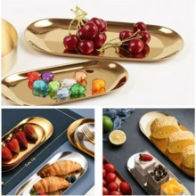 1/4 - Piece Gold Stainless Steel Multi - Purpose Tray. For Jewelry Storage & Food Serving, Ideal For Family Meals & Home Decoration - Gold - View 3