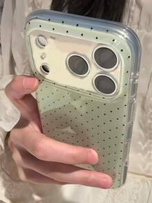 可爱3D草莓蝴蝶结软壳手机壳，适用于 17/16/15/14/13/12 Pro Max，萌趣水果防摔保护套 - 綠色波點 - 查看 5