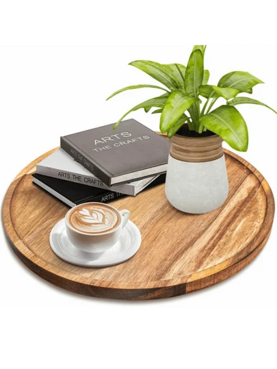 Bộ 4 khay gỗ tròn với các kích cỡ khác nhau, dùng trang trí bàn ăn nhà bếp, có thể dùng làm khay phục vụ, khay tiếp khách, khay trà kiểu cổ điển, khay trưng bày, cũng thích hợp làm quà tặng ngày lễ. Phù hợp cho gia đình, văn phòng, khách sạn, phòng ngủ, tiệc trà chiều và các buổi tiệc trà.