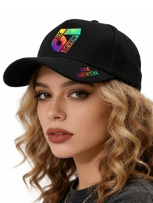 1pc/2pcs "67" Colorful Number Pattern Design Printed Unisex Hip-Hop Baseball Cap And Crossbody Bag, Street Fashion Outdoor Sports Baseball Cap Curved Brim Hat And Bag, Adjustable, Gift For Yourself Or Friends - Multicolor - View 4