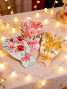 1张 - 母亲节鲜花贺卡，3D立体感谢卡，适用于生日、教师节、母亲节、毕业典礼、返校季等场合，创意3D花卉生日礼物装饰卡，附信封 - 彩色 - 查看 3