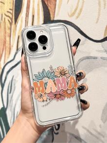 Mother's Day 1pc New Creative "MAMA" Floral Pattern Transparent Phone Case Suitable Compatible With Apple 17 Pro Max/17 Pro/Air/16 Pro Max/16 Pro/16/16 Plus/15 Pro Max/15 Pro/15/15 Plus/14 Pro Max/14 Pro/14/13 Pro Max/13/13 Pro/12 Pro Max/12/12 Pro/11/11 Pro Max/11/11 Pro/Xs Max/Xr/X/Xs/7/8/7 Plus/8 Plus - Clear - View 1