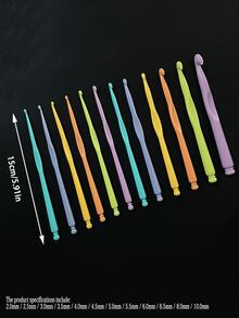 12pcs Macaron Color Plastic Crochet Hook Set, 2.0-10.0mm Colorful Plastic Crochet Hooks, Durable And Non-Deformable, Suitable For DIY Knitting, Crocheting, Doll Crafts - Crochet Hook - View 9