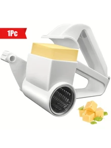 1pc Handheld Cheese Grater, Home Use Cheese Shredder, Manual Rotary Cheese Grater, Reusable Hard Cheese Chocolate Nut Shredder, Kitchen Gadget - White - View 6