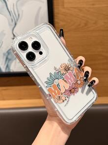 Mother's Day 1pc New Creative "MAMA" Floral Pattern Transparent Phone Case Suitable Compatible With Apple 17 Pro Max/17 Pro/Air/16 Pro Max/16 Pro/16/16 Plus/15 Pro Max/15 Pro/15/15 Plus/14 Pro Max/14 Pro/14/13 Pro Max/13/13 Pro/12 Pro Max/12/12 Pro/11/11 Pro Max/11/11 Pro/Xs Max/Xr/X/Xs/7/8/7 Plus/8 Plus - Clear - View 3