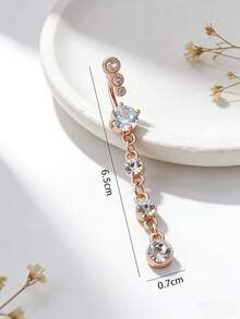 1 chiếc khuyên rốn dài đính đá Zirconia - Hoa hồng vàng - Xem 3