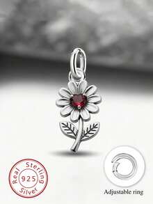 1pc Minimalist & Unique 925 Sterling Silver Heart & Daisy Leaf Pendant, DIY Jewelry, Exquisite Christmas Gift For Men & Women - Style 8 - View 2