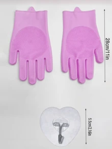 2双硅胶洗碗手套，宠物美容橡胶清洁手套，脱毛手套，硅胶仿皮厨房清洁海绵刷，适用于家庭、汽车、宠物 - 多色 - 查看 7