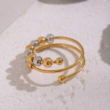 个性化滑动珠减压戒指，18K镀金不锈钢，多功能钛钢配饰 - 彩色 - 查看 5