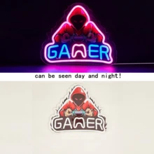 1pc Gaming Neon Light Sign, Game Room Decor Neon Light, USB Powered, Boys Bedroom Gaming Cave Decoration, Teen Boys Christmas Birthday Gaming Gift - Multicolor - View 6