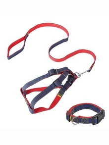 Bộ dây đeo và dây dắt chó bằng vải denim - Có thể điều chỉnh, vừa vặn thoải mái cho chó nhỏ đến lớn - Chất liệu polyester bền, dây dắt, họa tiết gấu bông. - Nhiều màu - Xem 39