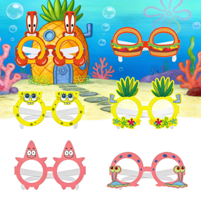 SpongeBob SquarePants 12pcs/6pcs SquarePants Character Masks, Cartoon Character Costume Props, Holiday Decorations, Suitable For Birthday, Halloween Themed Parties. Fun Dress-Up Toys, Ideal Party Decorations And Themed Party Gifts. (Random Style)
