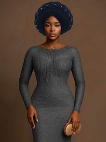 1pc Nigerian Gele Inspired Braided Turban, Satin Pearl Embellished Headwrap, Elegant Headpiece For Party Wedding And Daily Wear,Summer,Beach,Hat - A - View 6