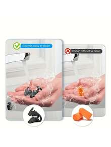 1 par de tapones de oído de silicona suave, tapones de oído reutilizables de 3 capas, adecuados para nadar, estudiar y conciertos, con función de reducción de ruido - Multicolor - Ver 6