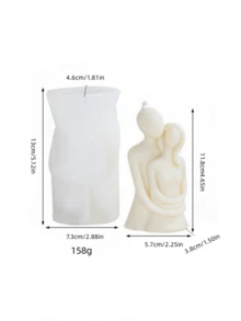 1pc 3D Romantic Couple Scented Candle Silicone Mold DIY Portrait Couple Minimalist Art Ornament Creative Decor Diffuser Plaster Silicone Mold - A-White - View 2