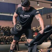 ALFA REI Kit Of 3 Men's Dry Fit T-Shirts, Original, For Gym, Weight Training, Physical Activities, Reinforced Seams, Cool Mesh, Fitness - Đen/Xám/Xanh dương - Xem 2
