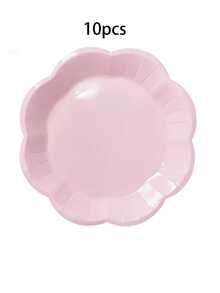 10pcs /20pcs /30pcs 7inch / 9inch Light Pink Party Tableware Set, With Large Lace Paper Plates, Disposable Vertical Striped White Wave-Edge Party Plates, Suitable For Party Table Decorations Men Women - Light Pink - View 7