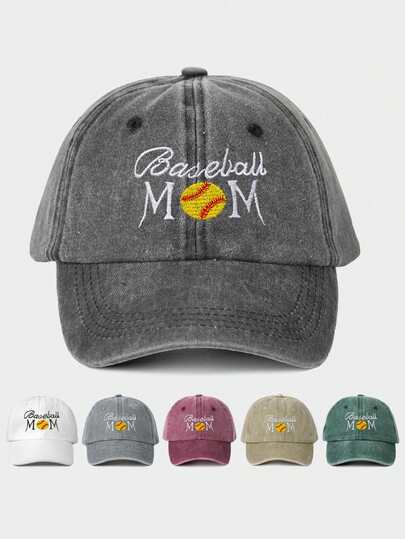 1顶女士刺绣“棒球妈妈”水洗马尾棒球帽，可调节户外休闲遮阳帽，适合春秋季旅行，多功能男女通用防晒帽，Y2K风格，适合年轻人