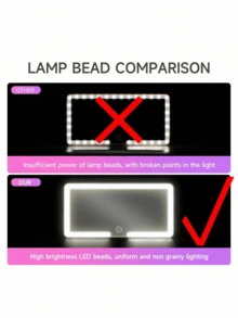 1个600mAh可充电LED车载遮阳板化妆镜，高清触控，三档亮度可调，USB快充，超薄夹式镜带补光灯，适用于轿车、SUV、卡车、通勤、旅行、露营，时尚美妆工具，送给女性、女孩的生日、情人节、母亲节、圣诞节、新年礼物 - 多色 - 查看 5