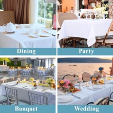 1pc Disposable Plastic Tablecloth, Suitable For Birthday Party, Wedding, Holiday Table Decoration, Rectangular Tablecloth, Dining Table Decor - A - View 6