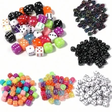 50颗亚克力方形骰子珠，可爱项链手链手机挂饰，8毫米珠子，适合DIY珠宝制作 - 彩色 - 查看 10