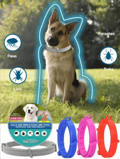 1pc 38/70cm Pet Flea And Tick Collar, Suitable For Cats And Dogs, Adjustable, Comfortable And Easy To Remove, Recommended For Puppies And Large Dogs To Wear Continuously For 1 Week, With Convenient Quick-Release Design For Better Effect. Contains Natural Ingredients, Prevents Skin Infections, Suitable For Puppies 7 Weeks And Above. Pet Supplies