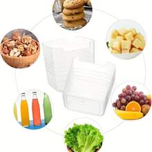 5pcs Transparent Refrigerator Storage Boxes With Easy-Grip Handles, Space-Saving Kitchen Organizers, Modern Food Categorization Containers Suitable For Fridge Doors And Countertops, Food Contact - White - View 9