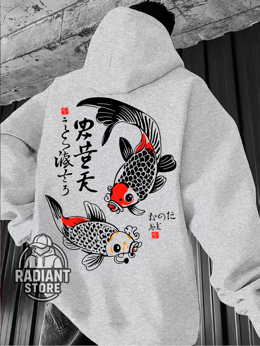 Comfortable Basic Sweatshirt For Everyday Wear. Japanese Carp Art Streetwear Urban Culture Street Fashion Graffiti Skater Skateboarding Unisex Men's Women's Sweatshirt 50% Cotton 50% Polyester Top Premium Streetwear New Release Immediate Shipping Various Colors!! - 灰色 - 查看 1