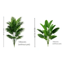 1件/3件 大號人造棕櫚植物，植物排列與天然植物相似，45英吋高人造香蕉樹，24片葉子，逼真塑料寬葉植物裝飾，人造植物 - 軍綠色 - 查看 11