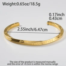 1 st minimalistiskt lyxigt 18K guldpläterat Möbius Loop-armband med graverad öppen armring, unisex vardagskläder, parsmycken - Guld - Visa 7