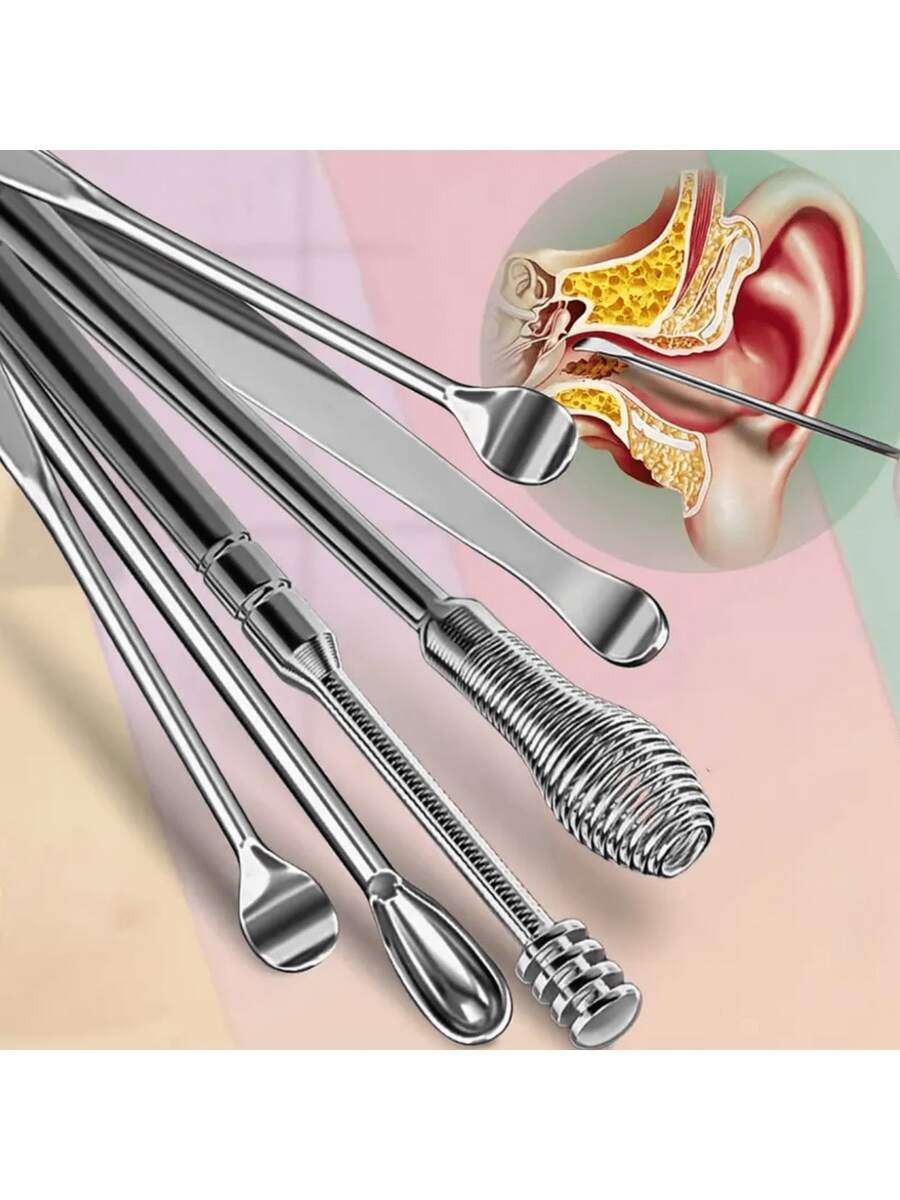6-Piece Stainless Steel Ear Cleaning Tool Kit, Ear Care Essentials For ...